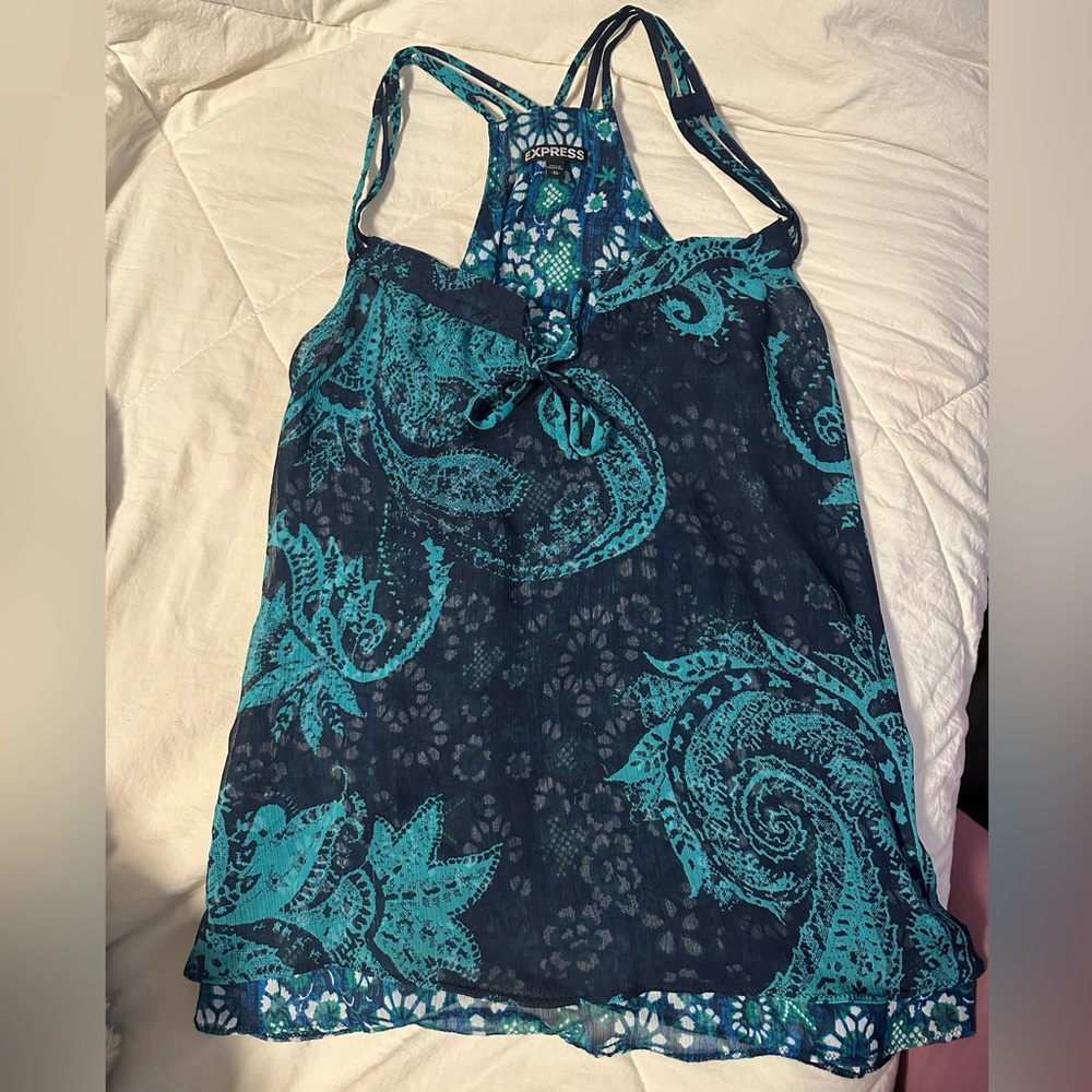 Express Teal and Navy Tank Blouse